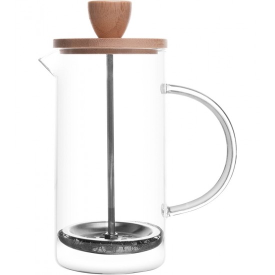 Cafeteira Prensa Francesa 400ml De Vidro Borossilicato E Tampa De Bambu